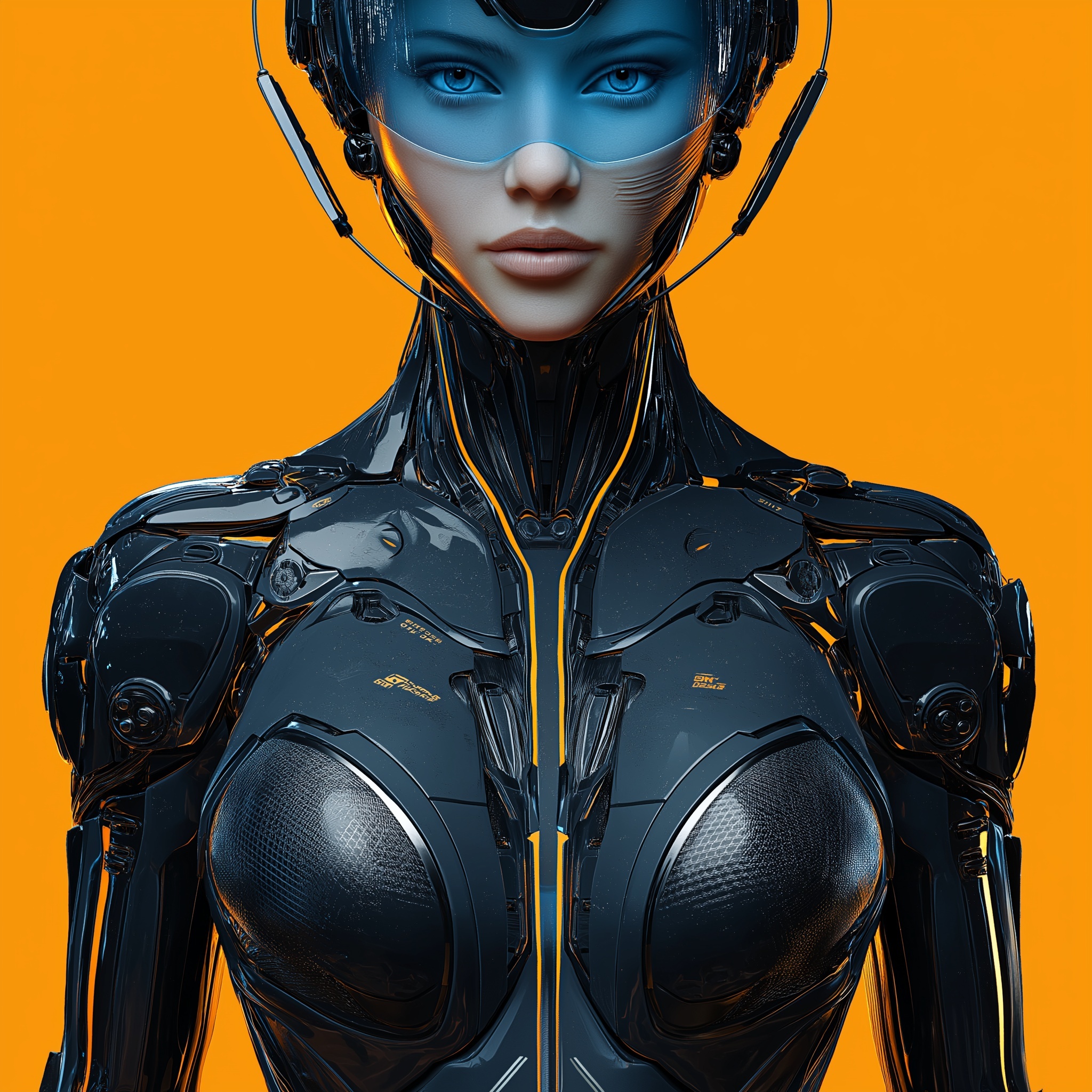 Cyborg Woman in Futuristic Armor