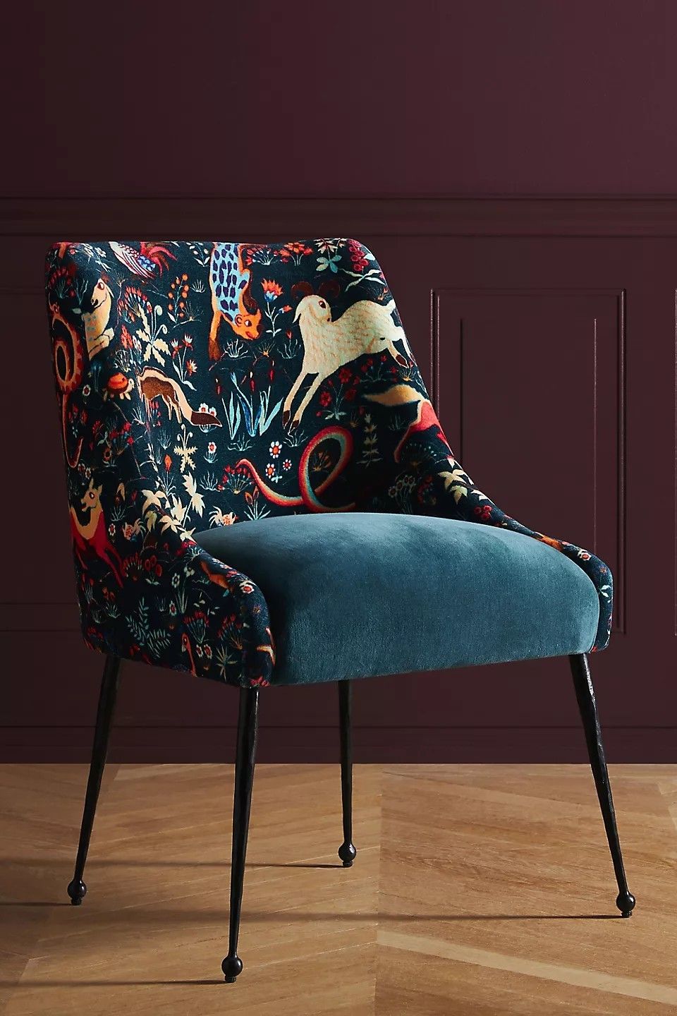 Velvet Chair with Intricate Animal Print