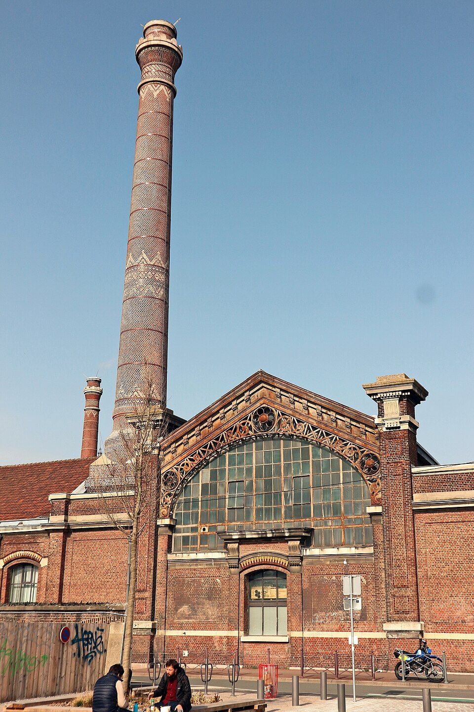 Industrial Building with Tall Chimney