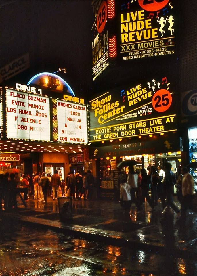 Nighttime theater marquee