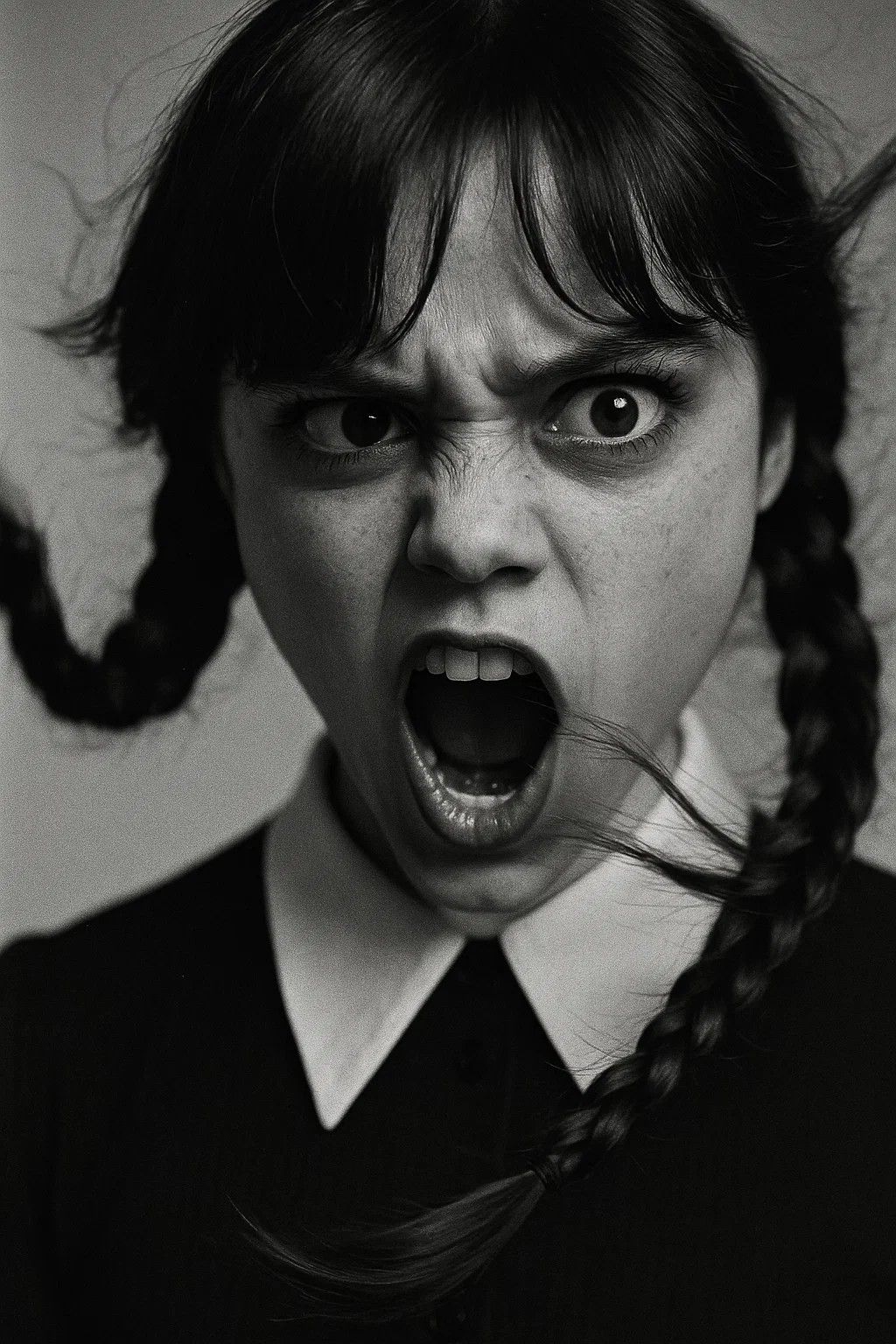Angry Girl with Braids