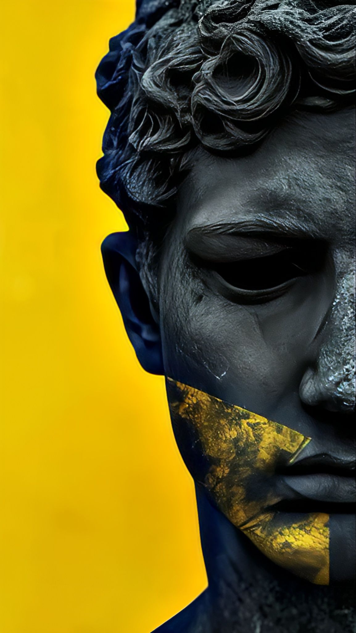 Dark Statue with Golden Mouth