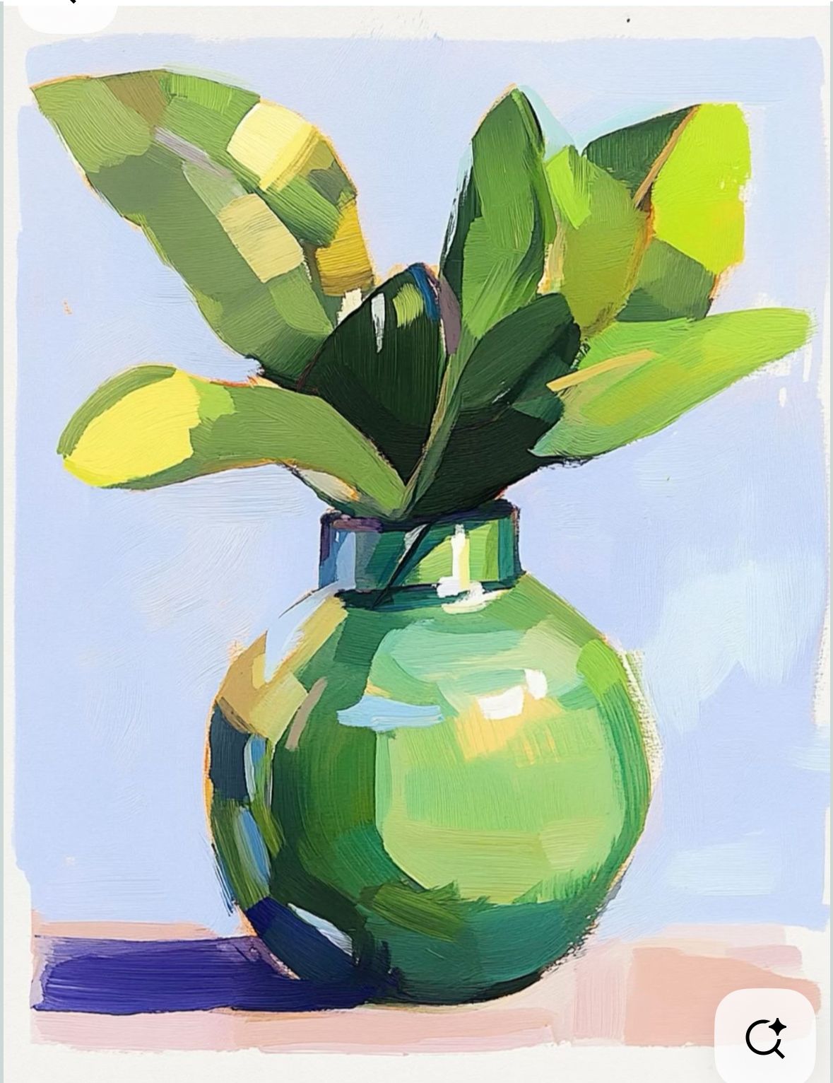 Green Vase with Fiddle Leaf Fig