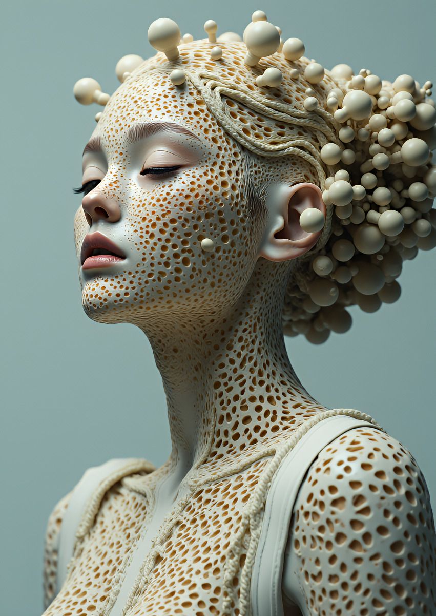 Sculptural Portrait with Textured Skin