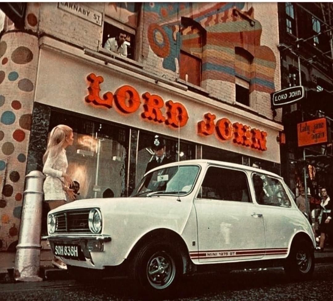 Vintage Mini Cooper in front of Lord John