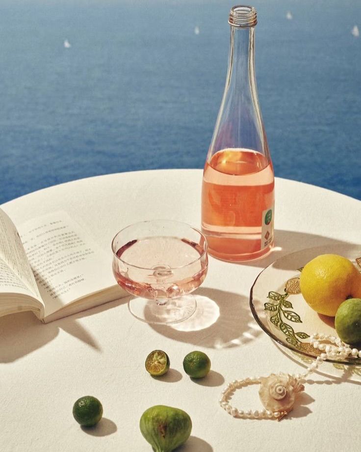Rosé Wine and Citrus by the Sea