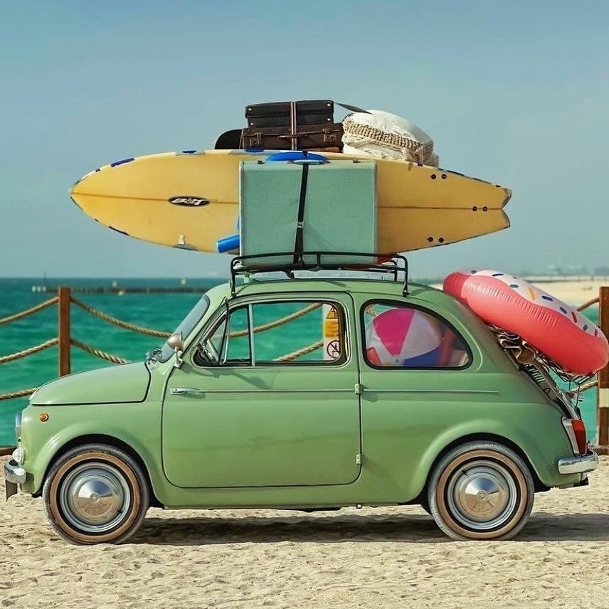 Vintage Fiat Beach Adventure