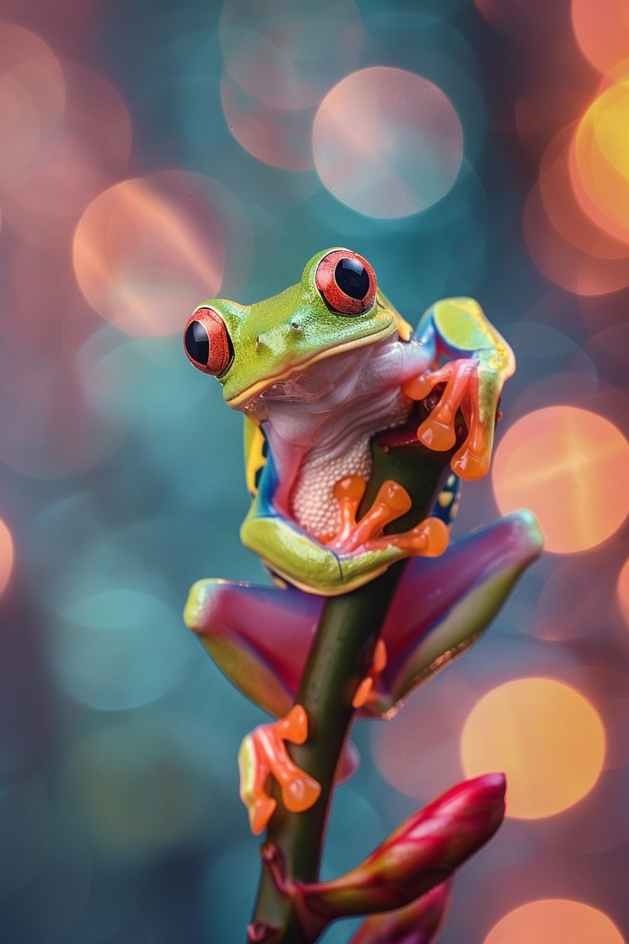 Colorful Frog with Red Eyes
