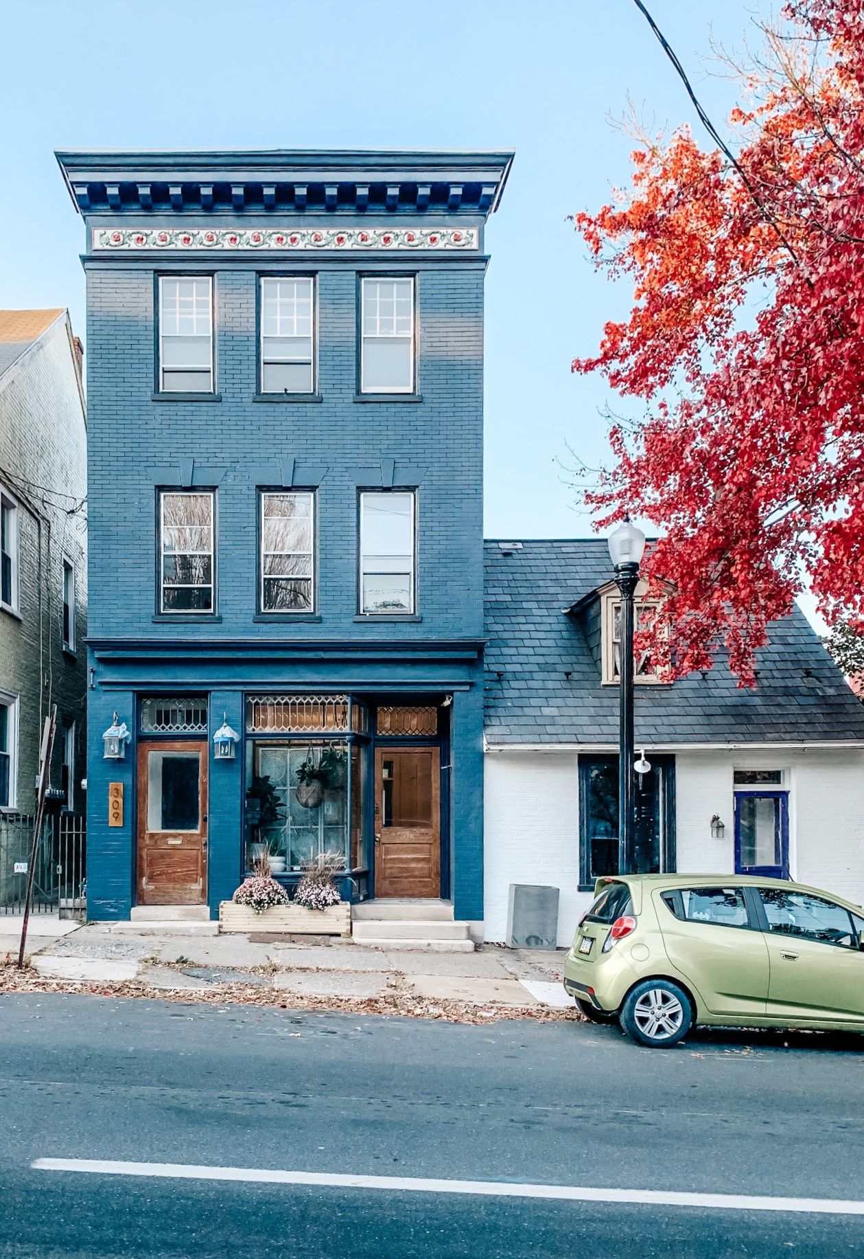 Autumnal Blue Victorian House