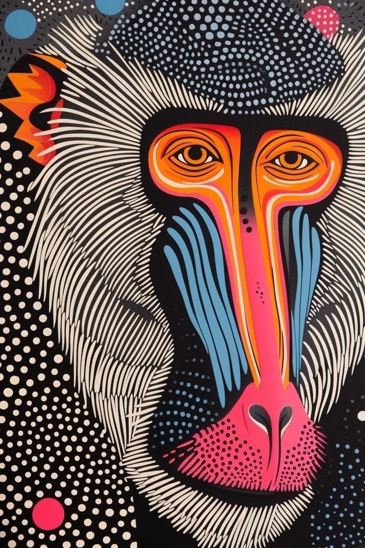 Abstract Mandrill Portrait