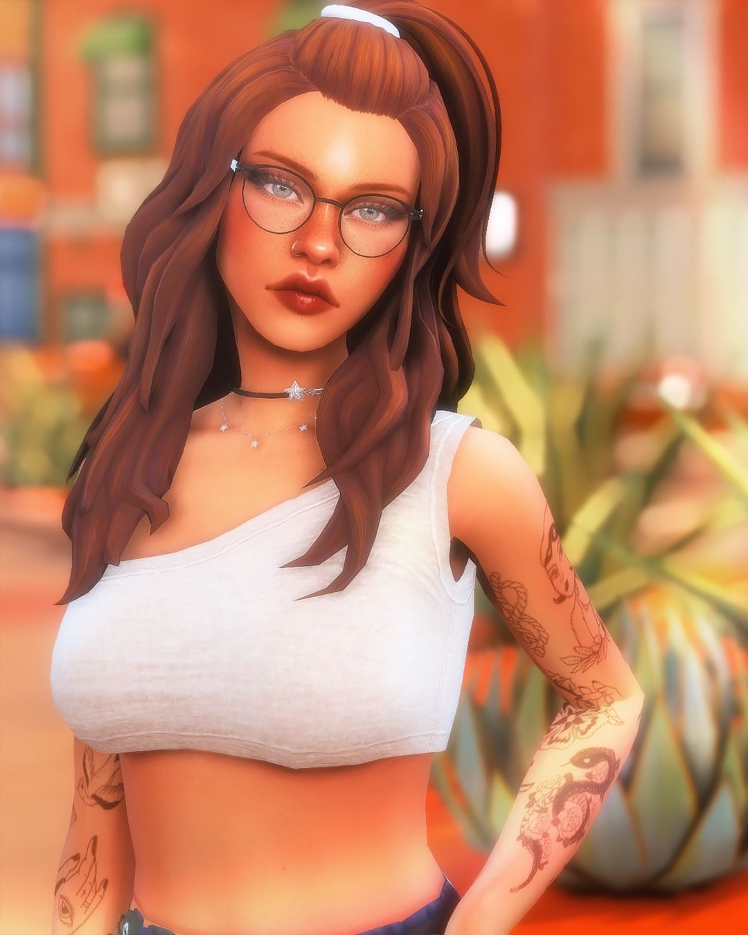 Woman with Glasses and Tattoos