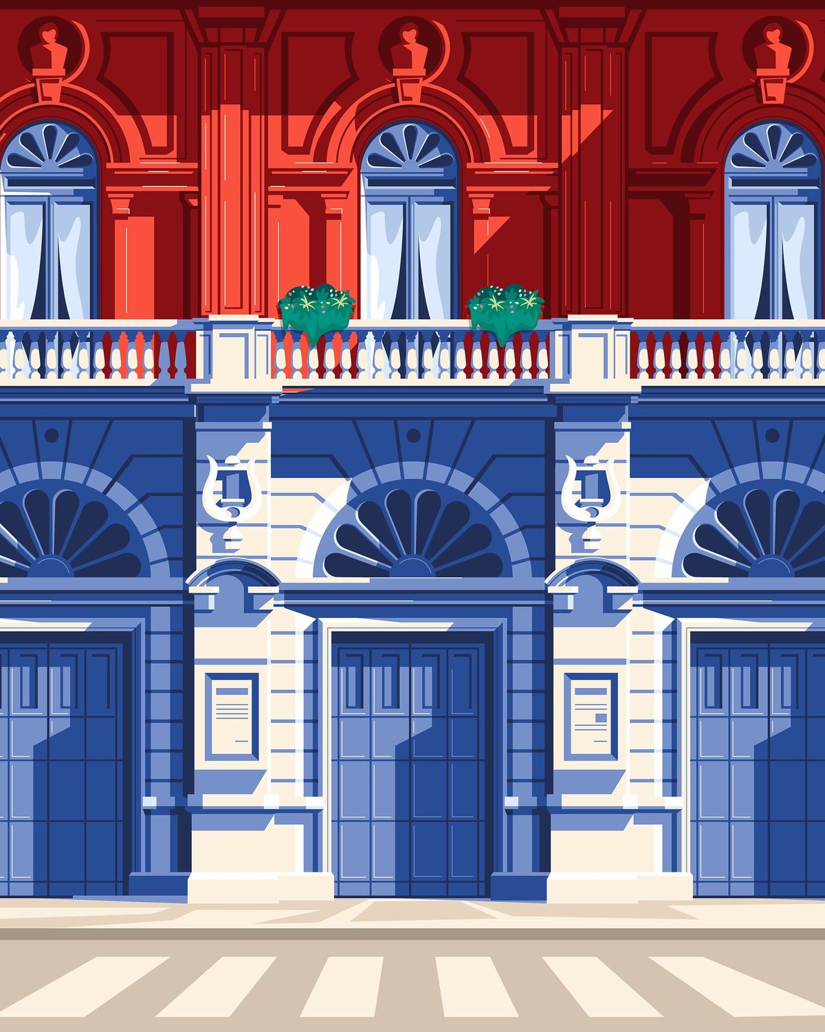 Red and Blue Facade