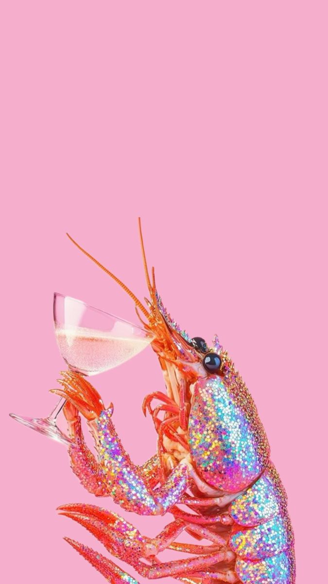 Sparkly Lobster Drinking Wine