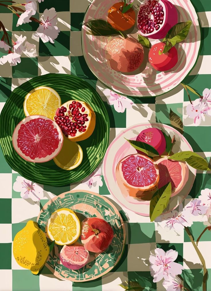 Fruit Salad on Checkered Table