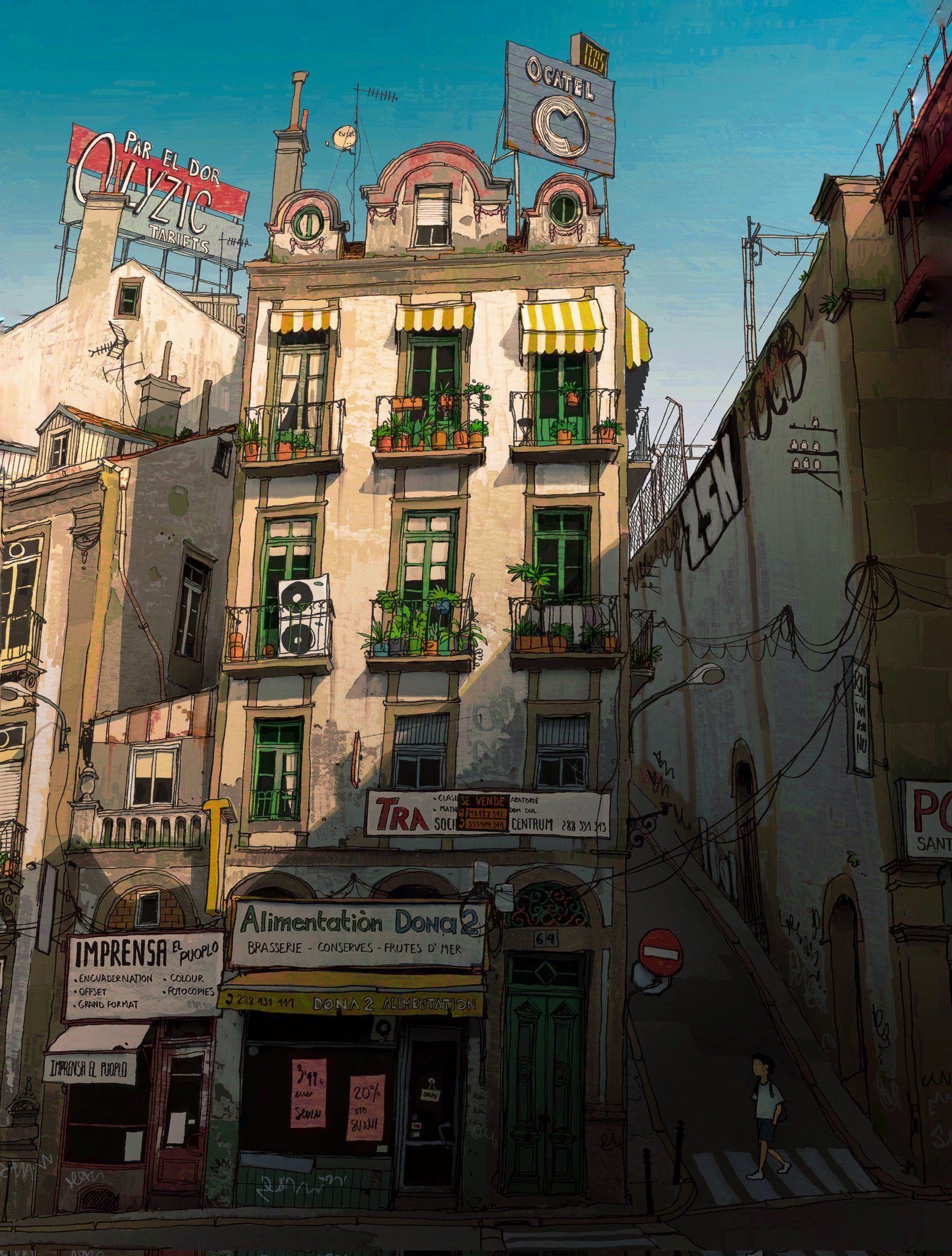 Vintage Lisbon Street Scene