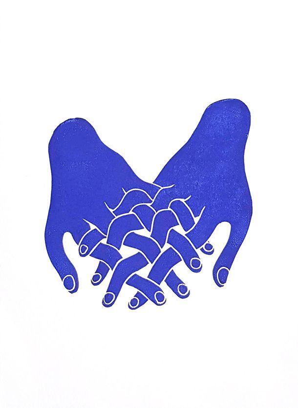 Blue Hands Holding