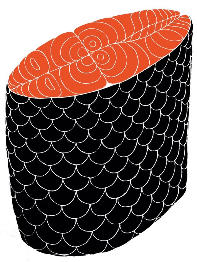 Sushi Roll with Fish Scale Pattern