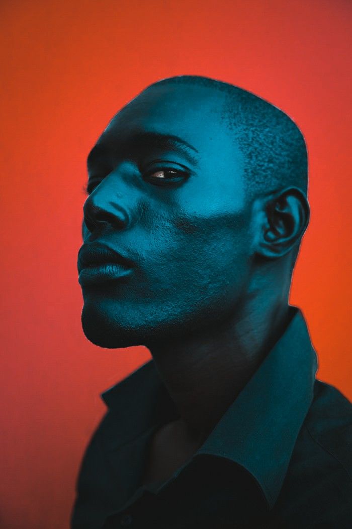 Man in Profile with Blue Lighting