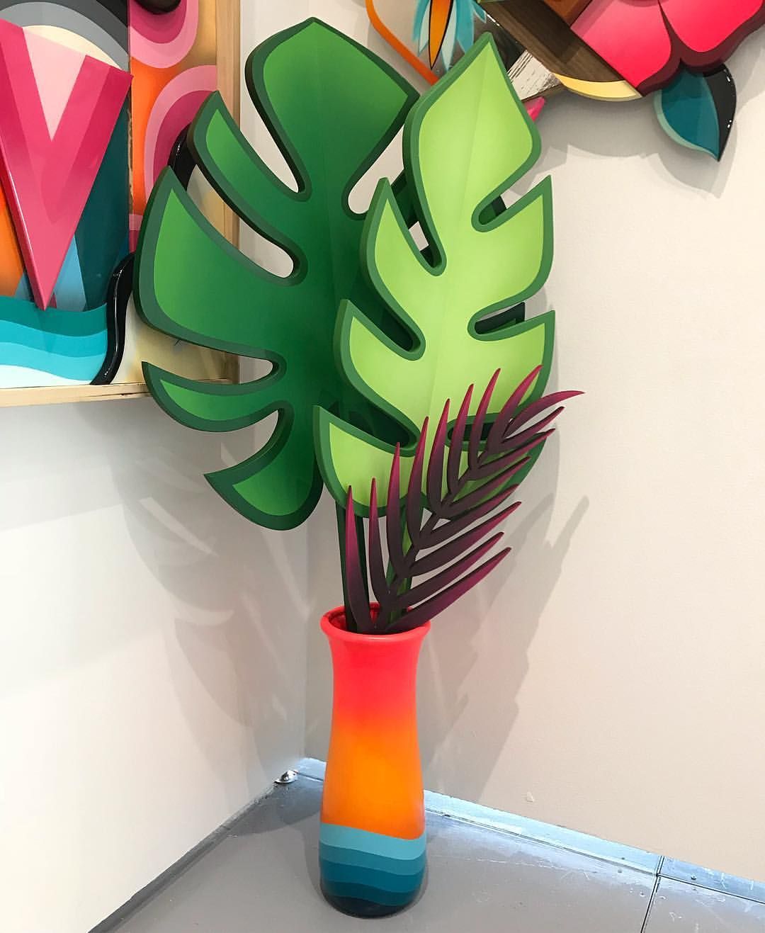 Tropical Vase with Bold Leaves