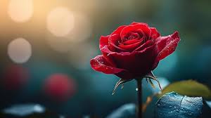Red Rose with Dew Drops