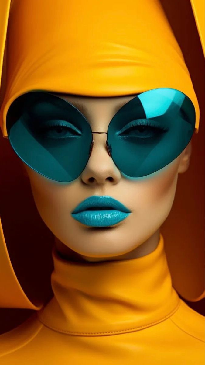 Futuristic Woman in Teal Sunglasses