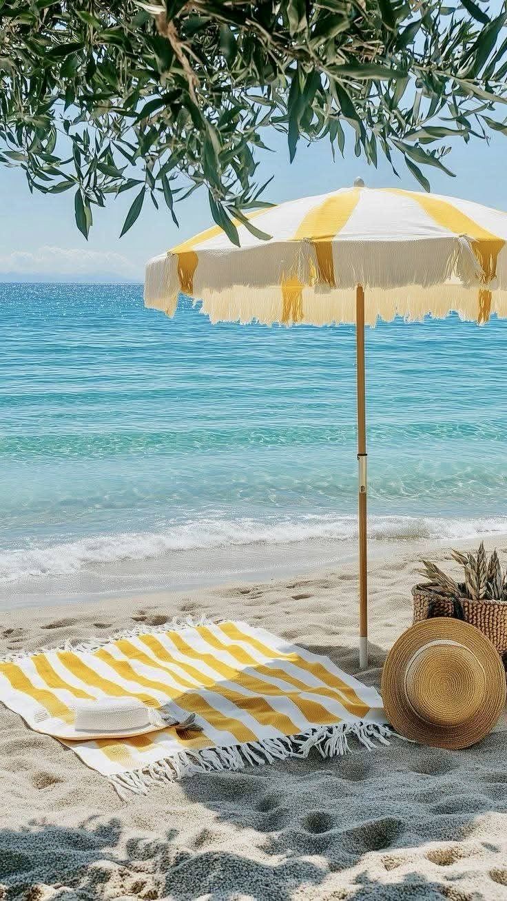 Beach Bliss: Yellow Striped Umbrella