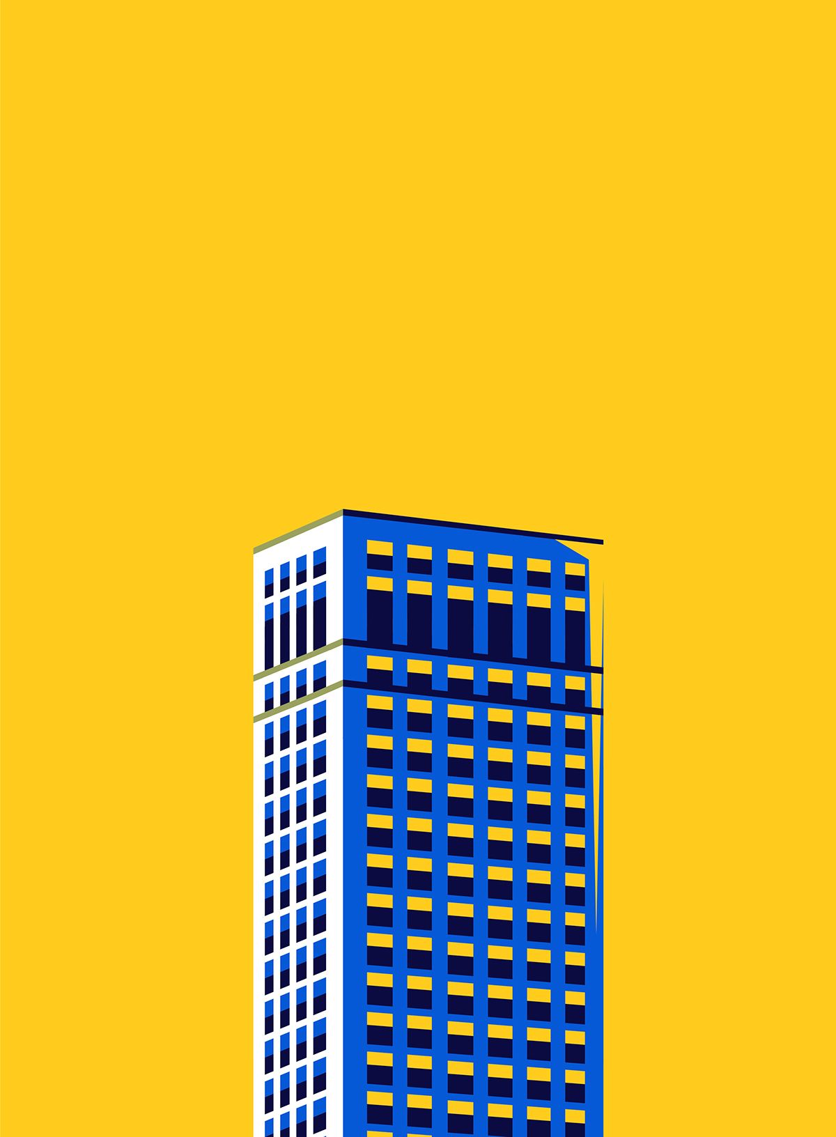 Modern Tower Against Yellow Sky