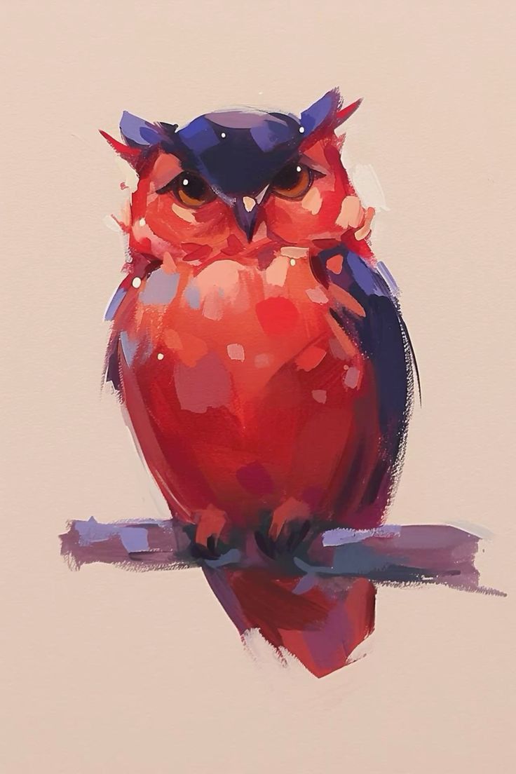 Red Owl Painting
