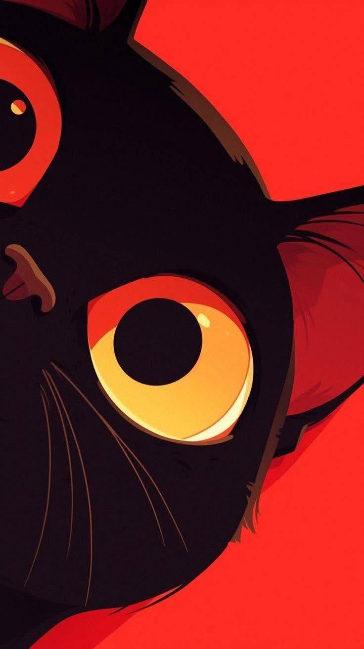 Black Cat with Orange Eyes