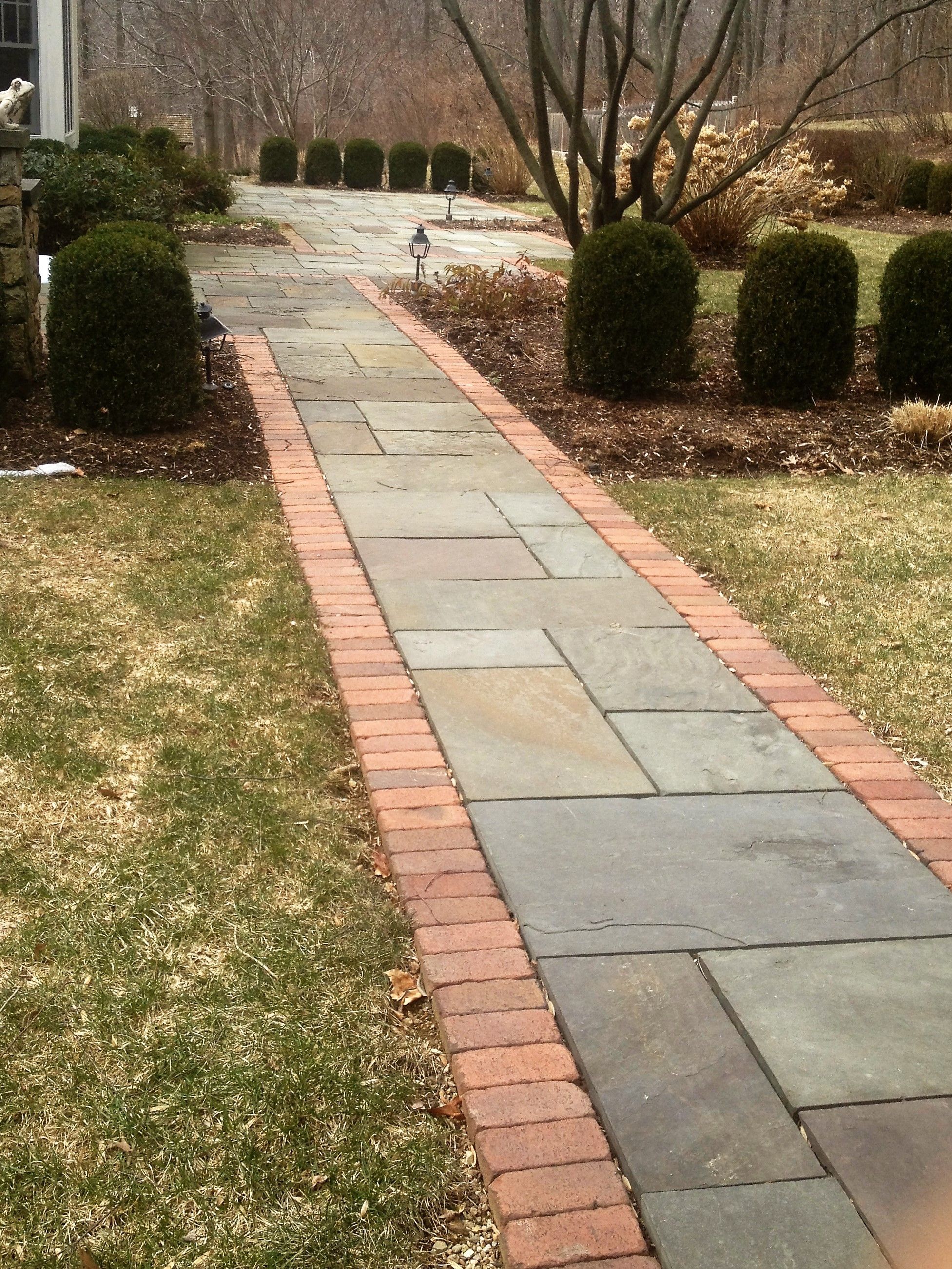 Stone Pathway with Brick Edging