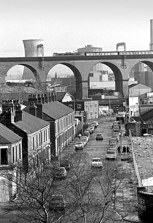 Industrial Viaduct Over Urban Neighborhood