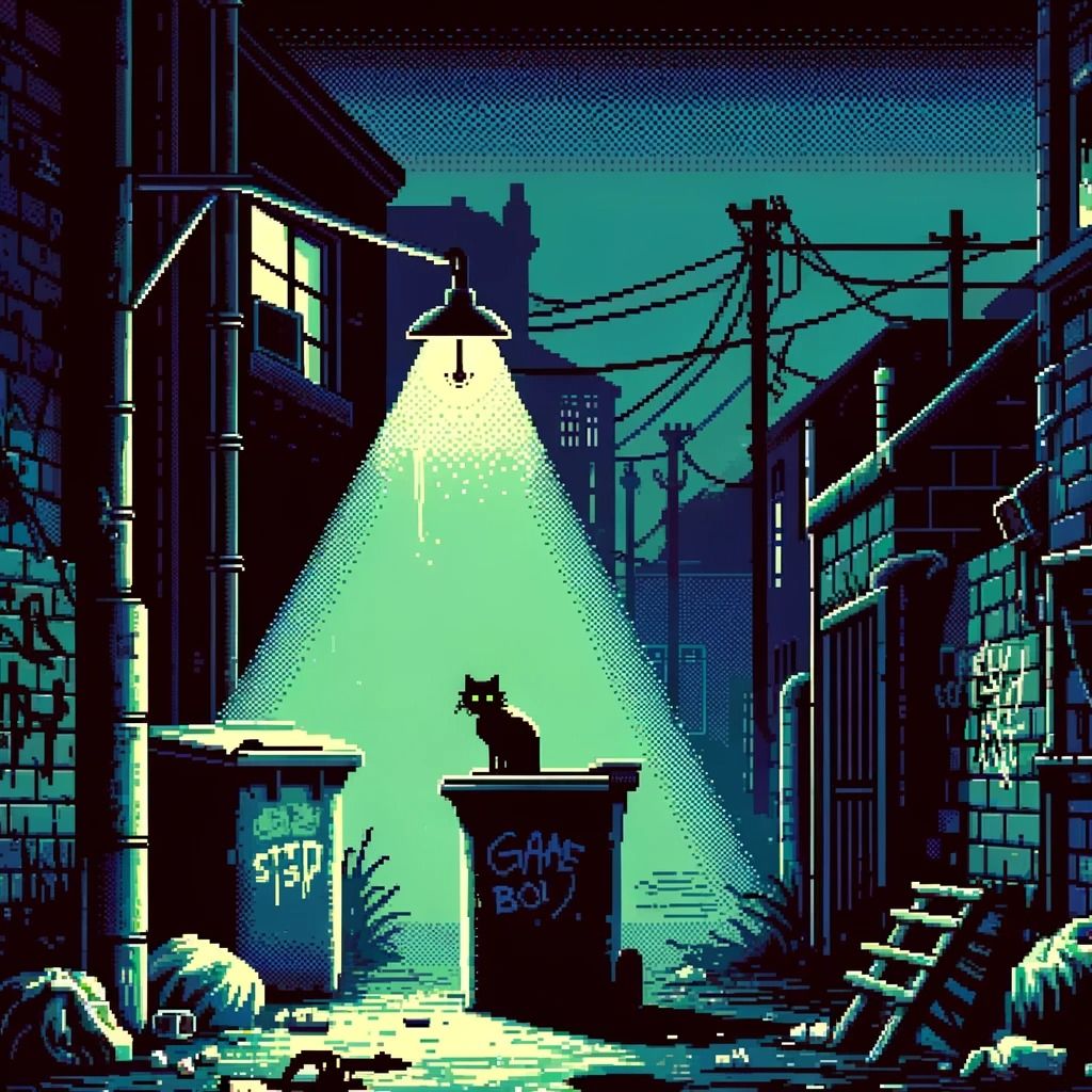Urban Cat under Streetlamp