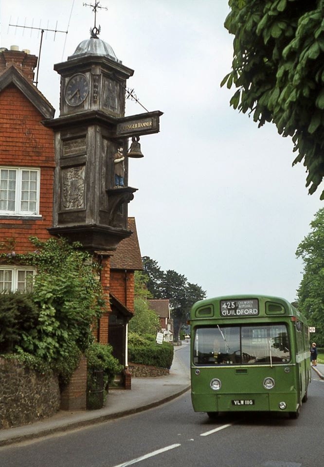 Vintage Green Bus in Tudor Village