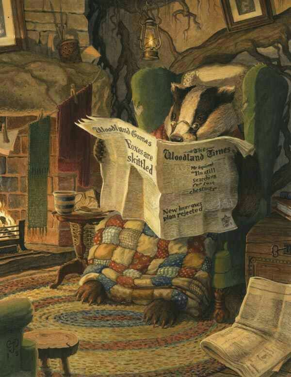 Badger Reading Woodland Times