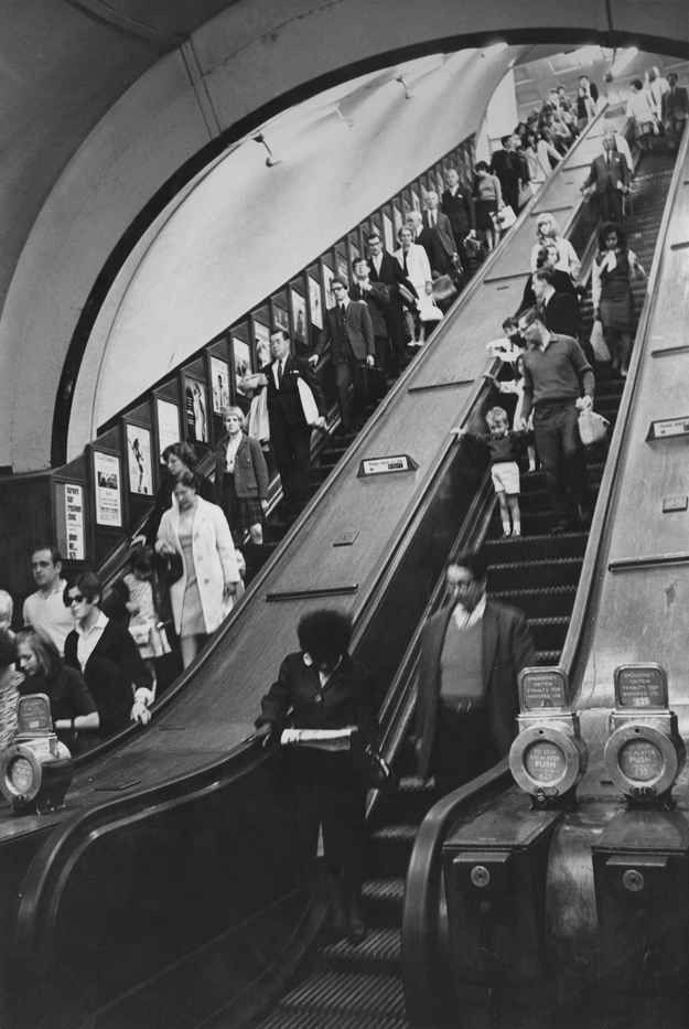 Vintage Escalator Scene