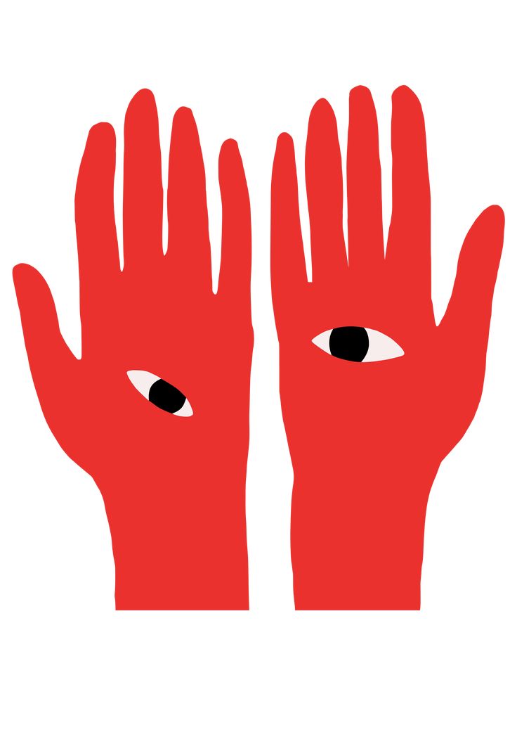 Red Hands with Eyes