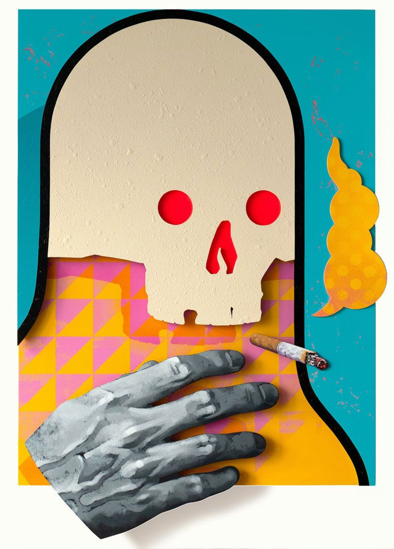Skull Holding Cigarette