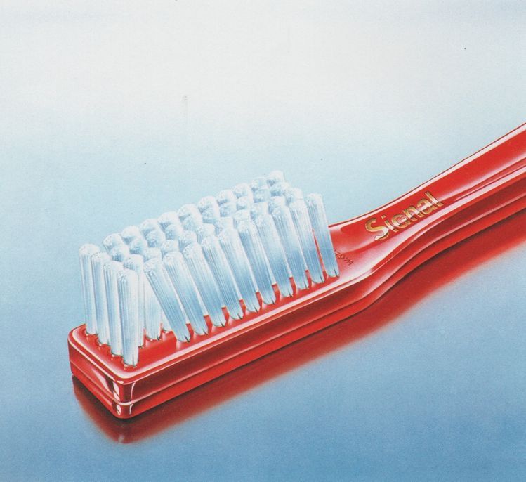 Red Toothbrush with Transparent Bristles