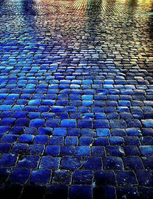 Blue Cobblestone Path