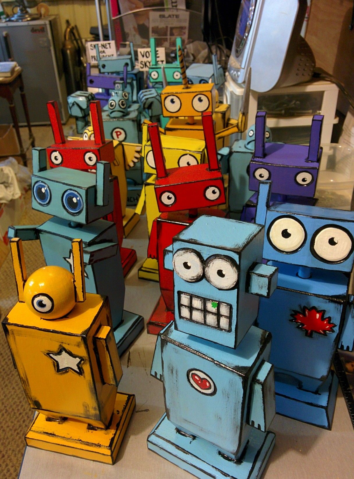 Colorful Robot Sculptures