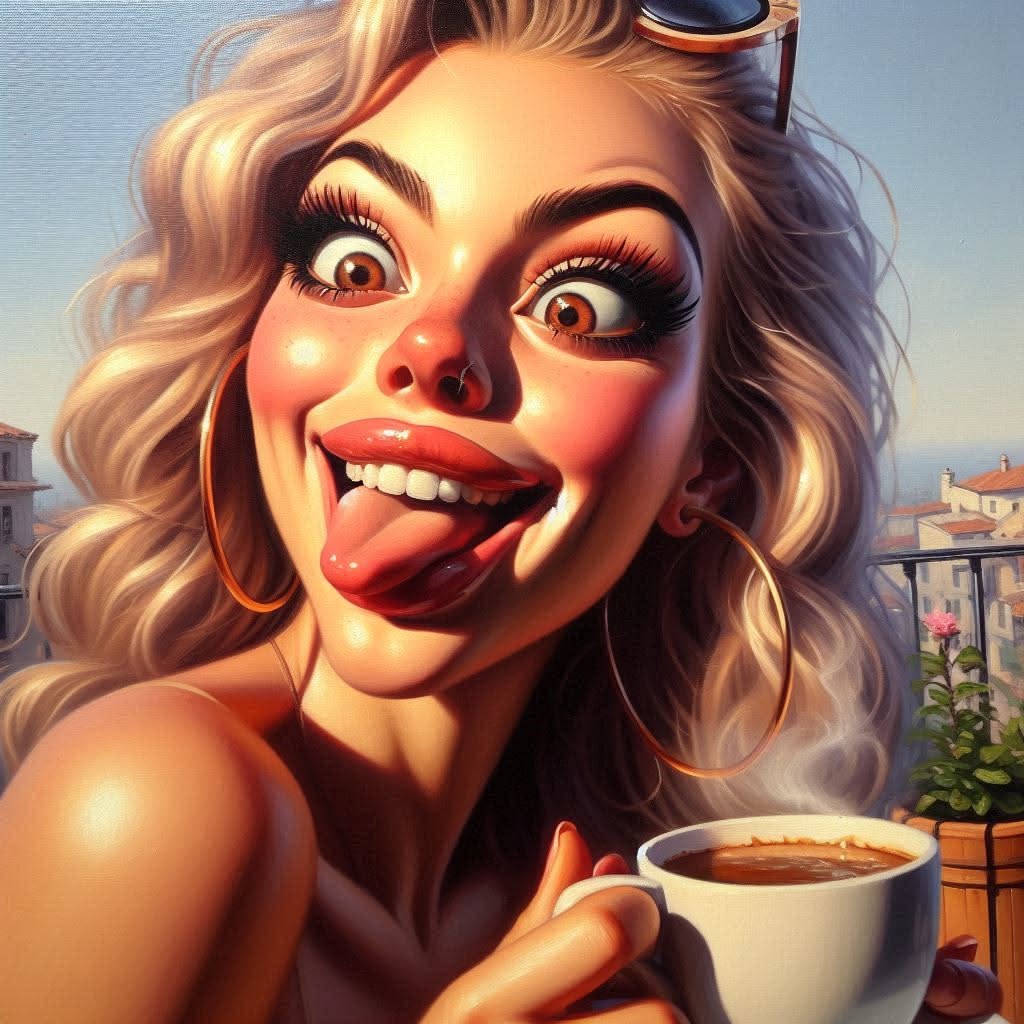 Blonde Woman with Oversized Features