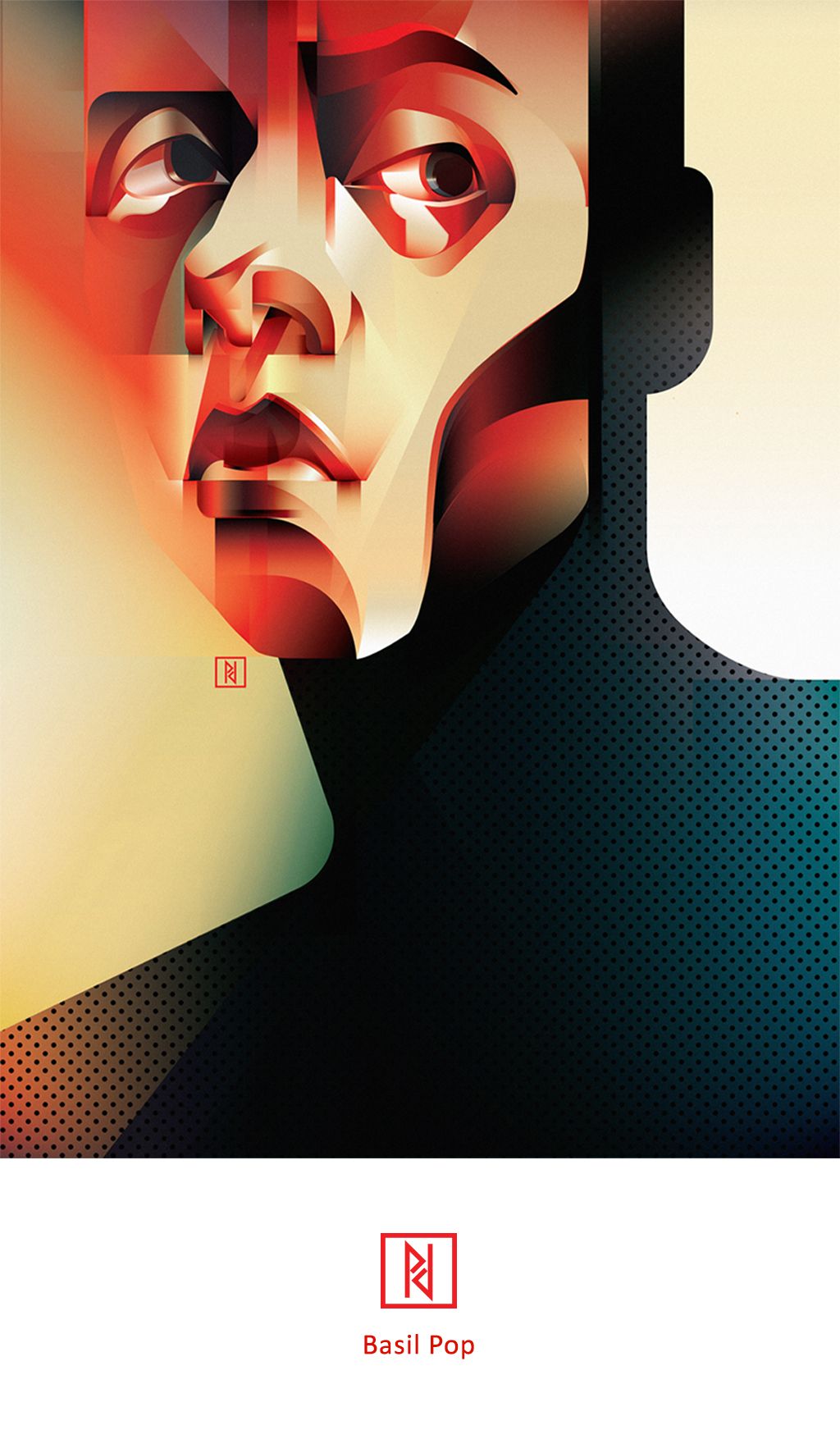 Abstract Portrait with Red Highlights