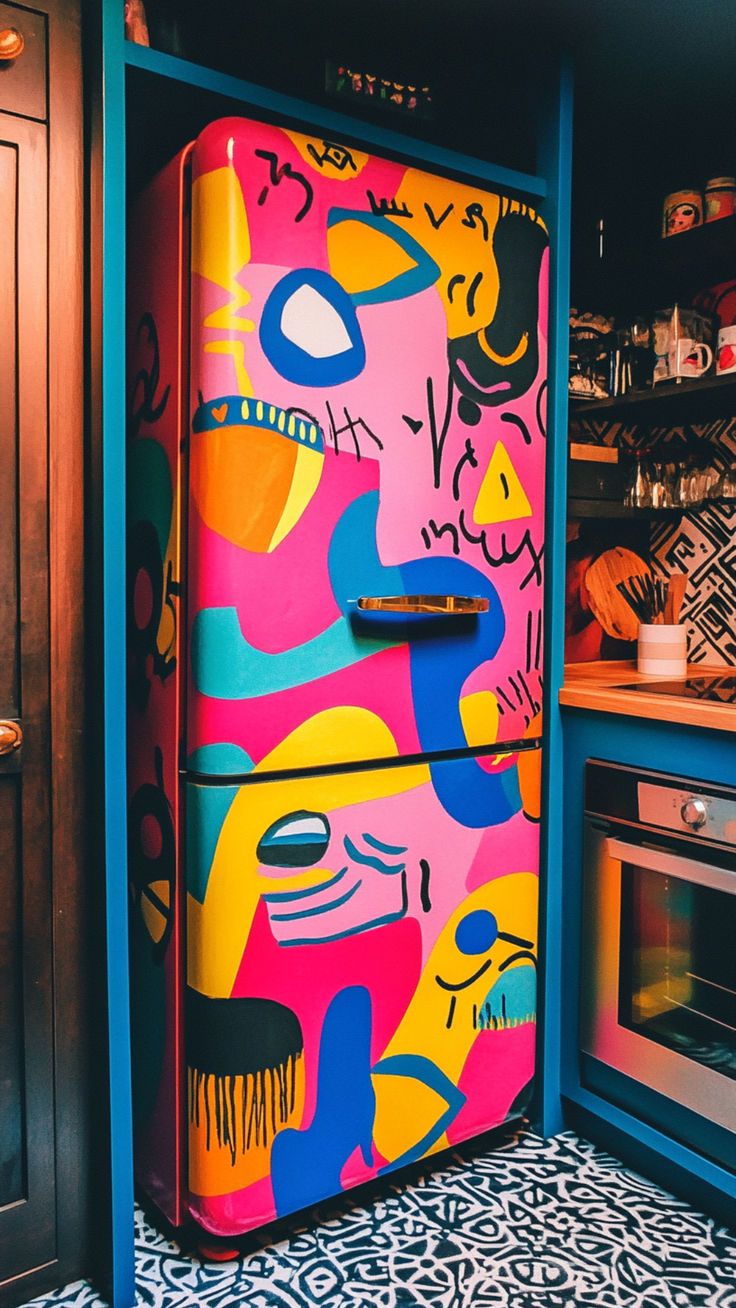 Colorful Abstract Refrigerator