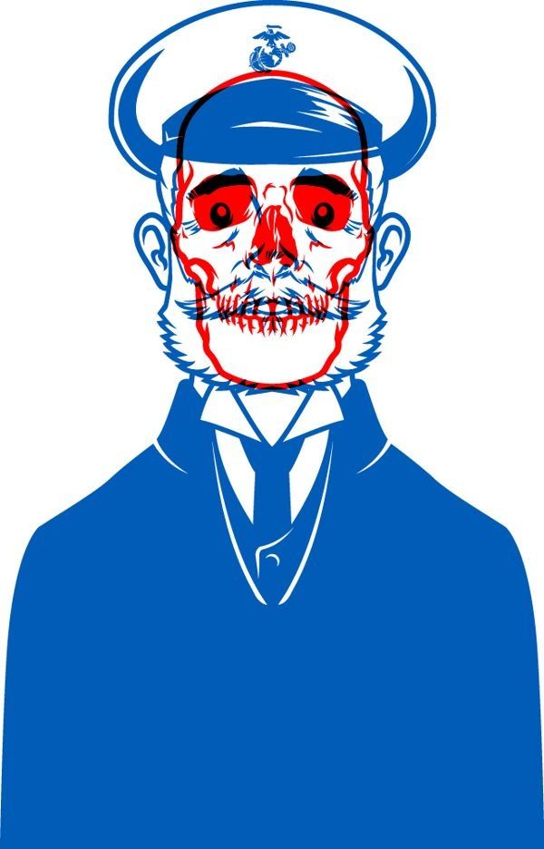 Skull Man in Blue Suit