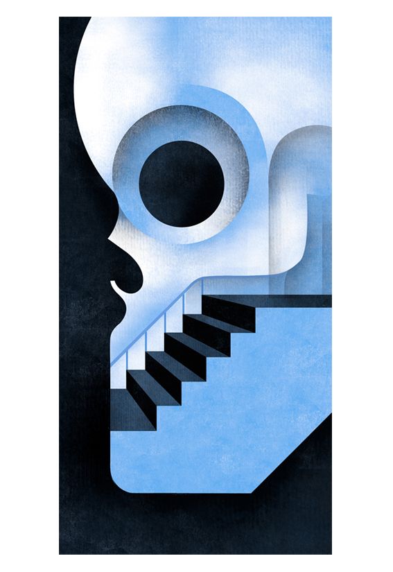 Abstract Staircase within Face Silhouette