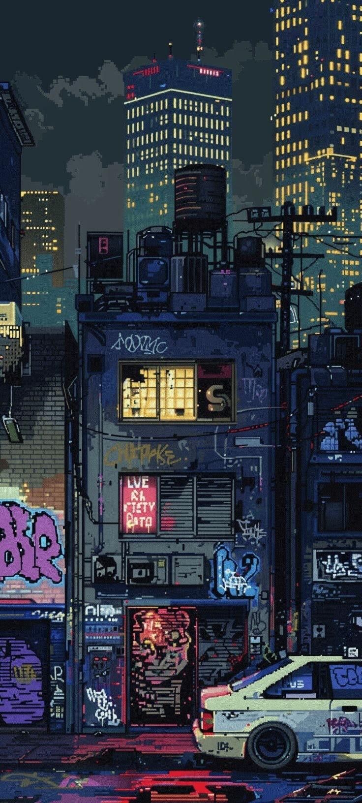 Urban Graffiti Night Scene
