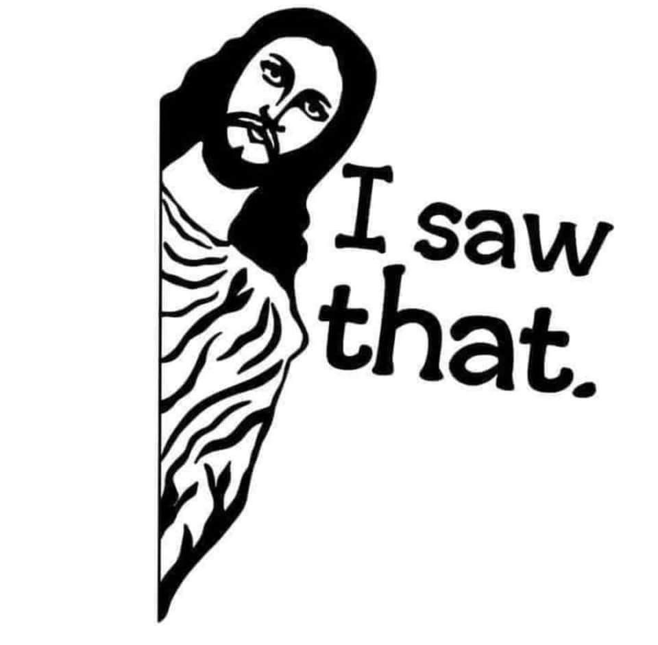 Jesus Peeking with Text