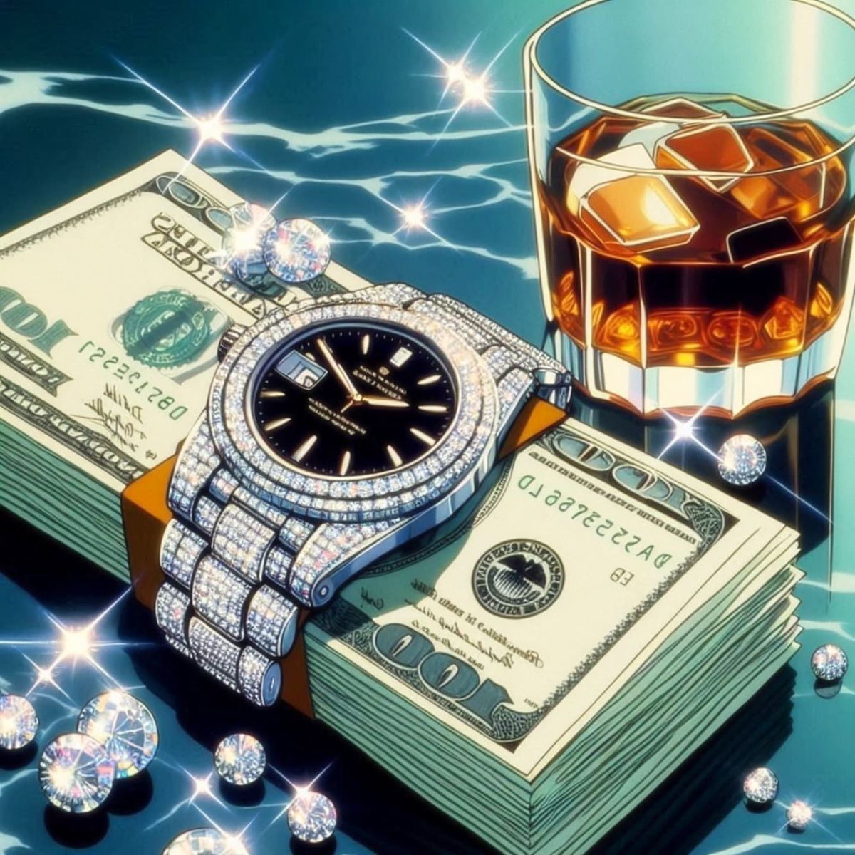 Luxury Watch on Money Stack