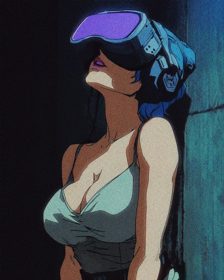 Futuristic Female in Purple Cap