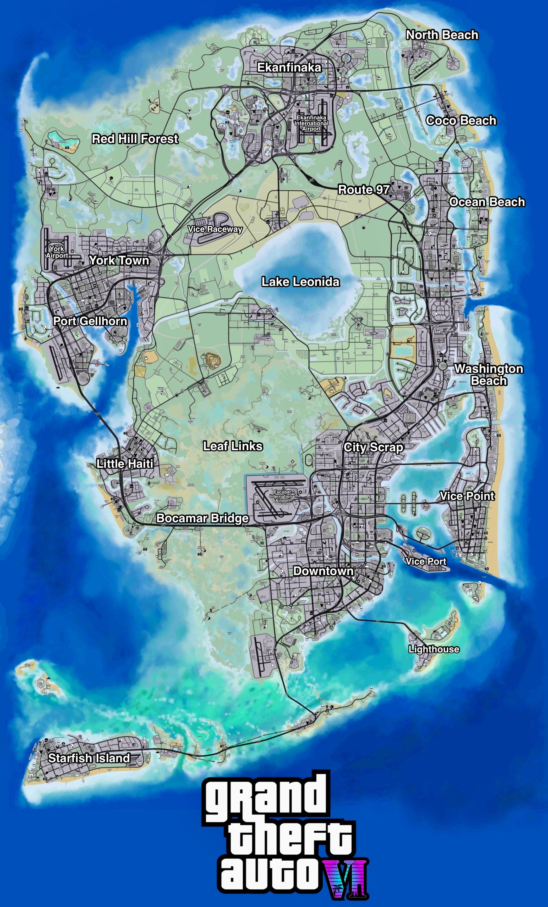 Detailed Map of Vice City